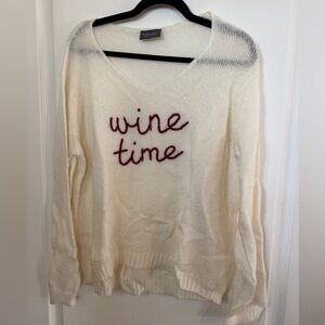 NWOT Lightweight Wine Time Embroidery Sweater Sz M/L